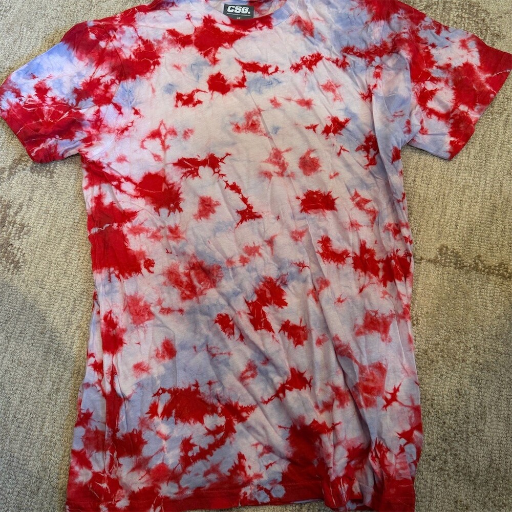 CSG T-Shirt Mens Size S Red White Blue Tie Dye Short Sleeve Crew Neck